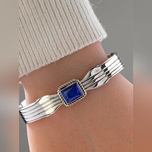 Navajo J. Begay Sterling Silver Lapis Bracelet